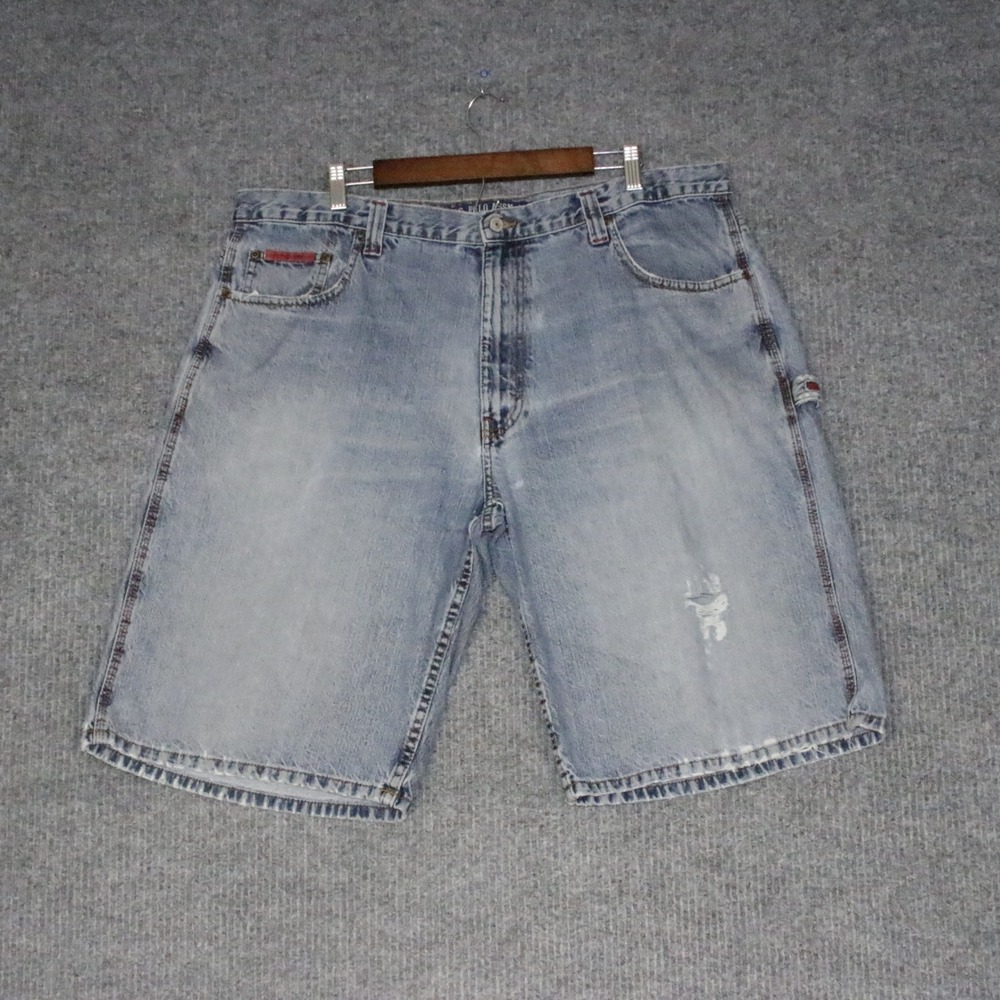 US Polo Assn Shorts Mens 40 Light Wash Distressed Denim Skater Baggy Casual